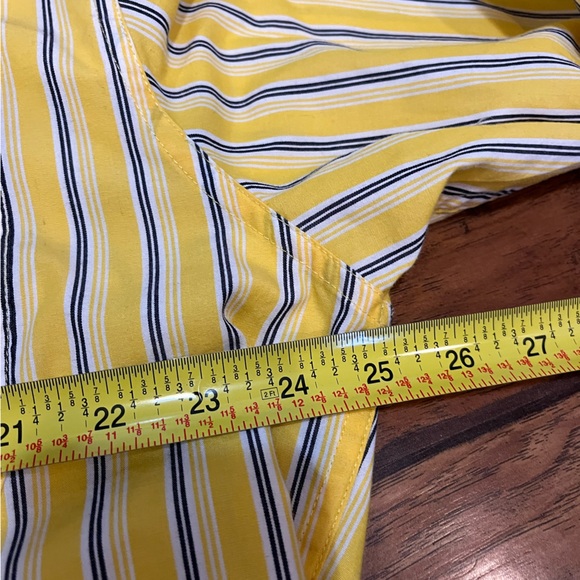 Chaps Easy Care men’s yellow striped button down long sleeve shirt chest pocket - Picture 8 of 12